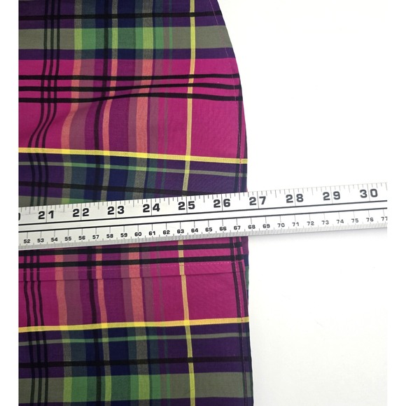 Foxcroft Button Up 3/4 Sleeve Collar Plaid Print Top Pink Multicolor 16 - Picture 6 of 7